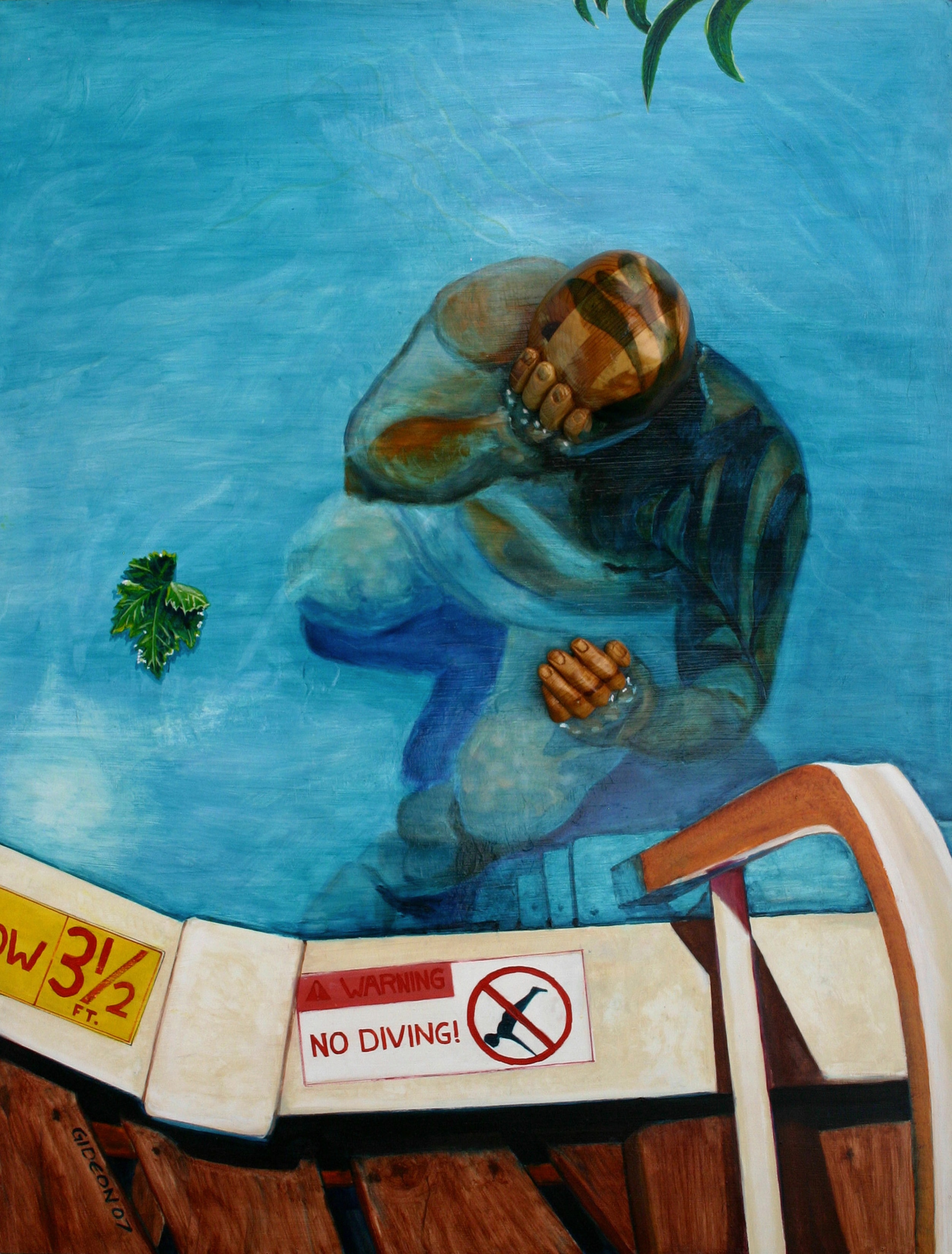 No Diving — Wood, Acrylic & Oil on Board, 48x36 by Gideon Artist