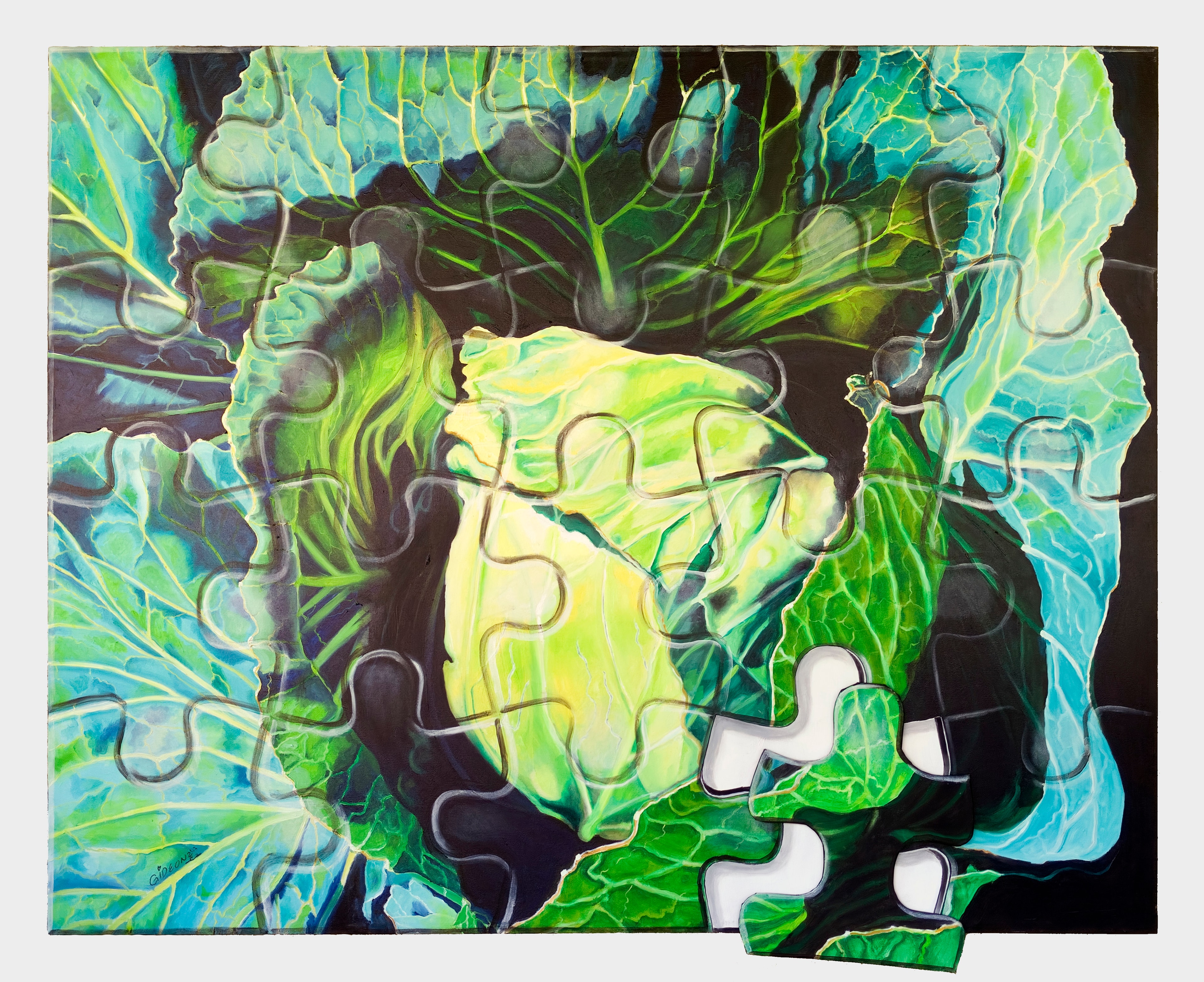 Puzzled Cabbage Head — Oil on Canvas, 48x60 by Gideon Artist