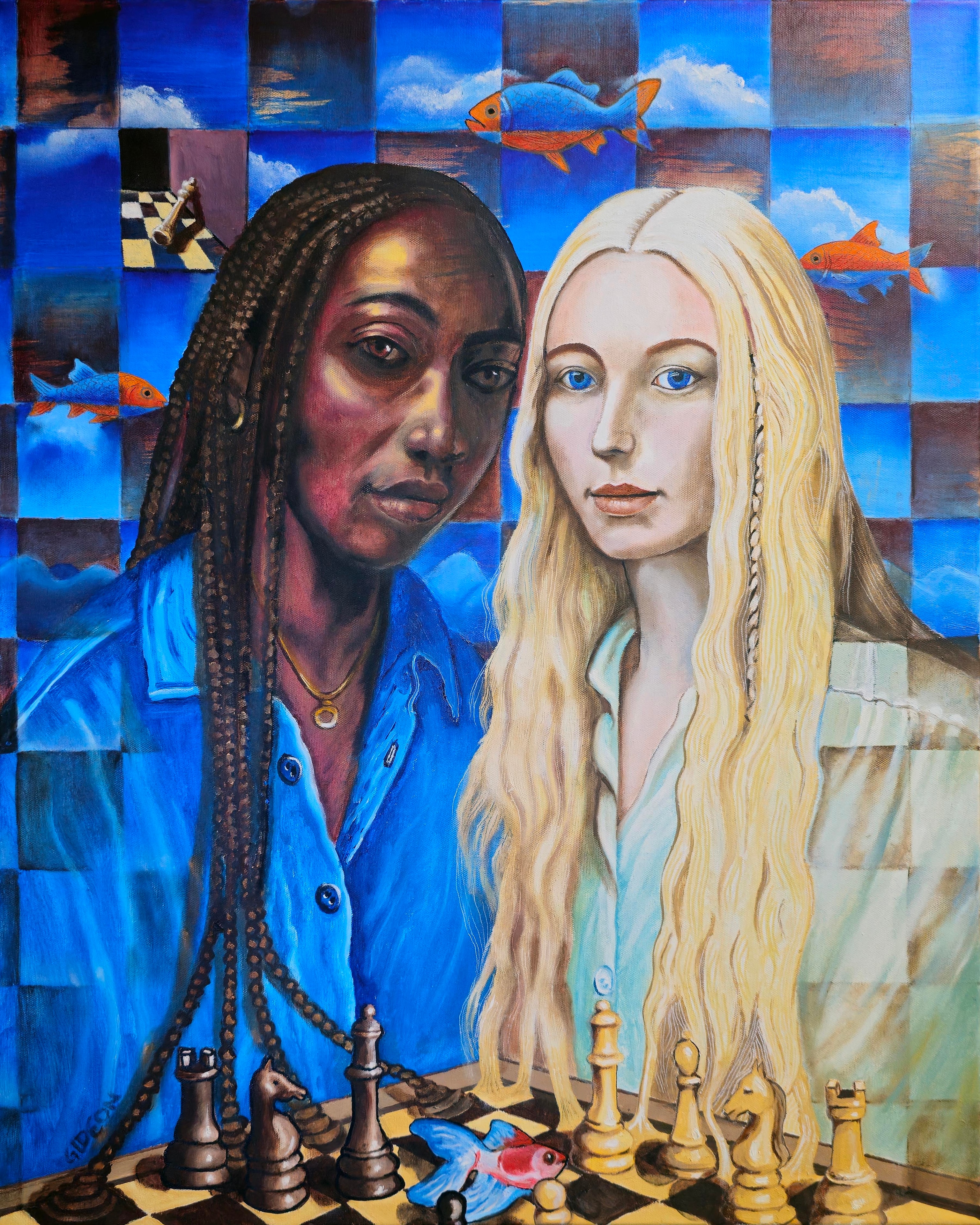 The Unfinished Game - Fish Don't Play Chess — Oil on Canvas by Gideon Artist